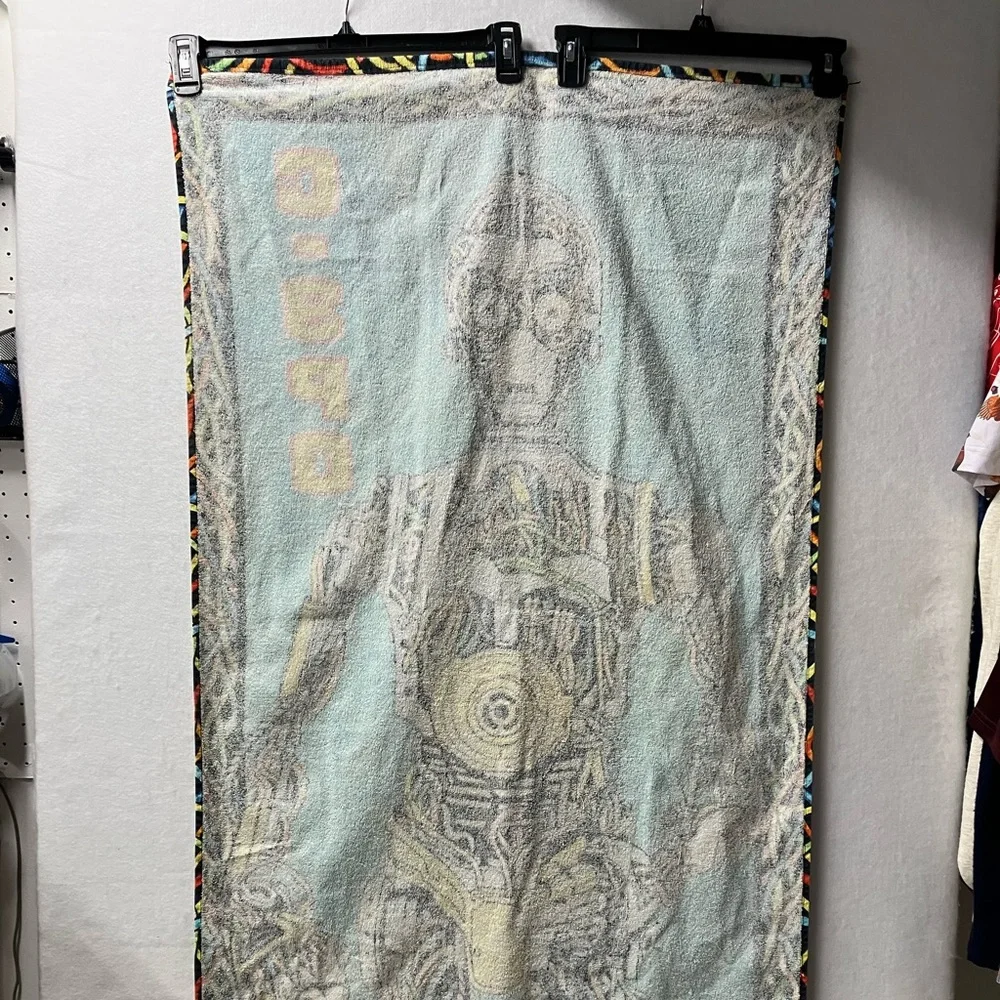 Vintage Star Wars C3P0 Beach Towel Wires Border #54122 100% Cotton 27” X 54”